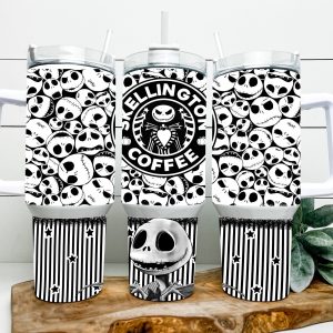 Jack Skellington Coffee The Nightmare Before Christmas Cartoon Custom Stanley Quencher 40Oz Stainless Steel Tumbler With Handle