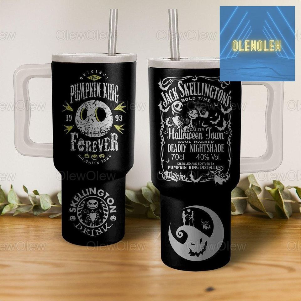 Jack Skellington Movies Custom Stanley Quencher 40Oz Stainless Steel Tumbler - Image 2