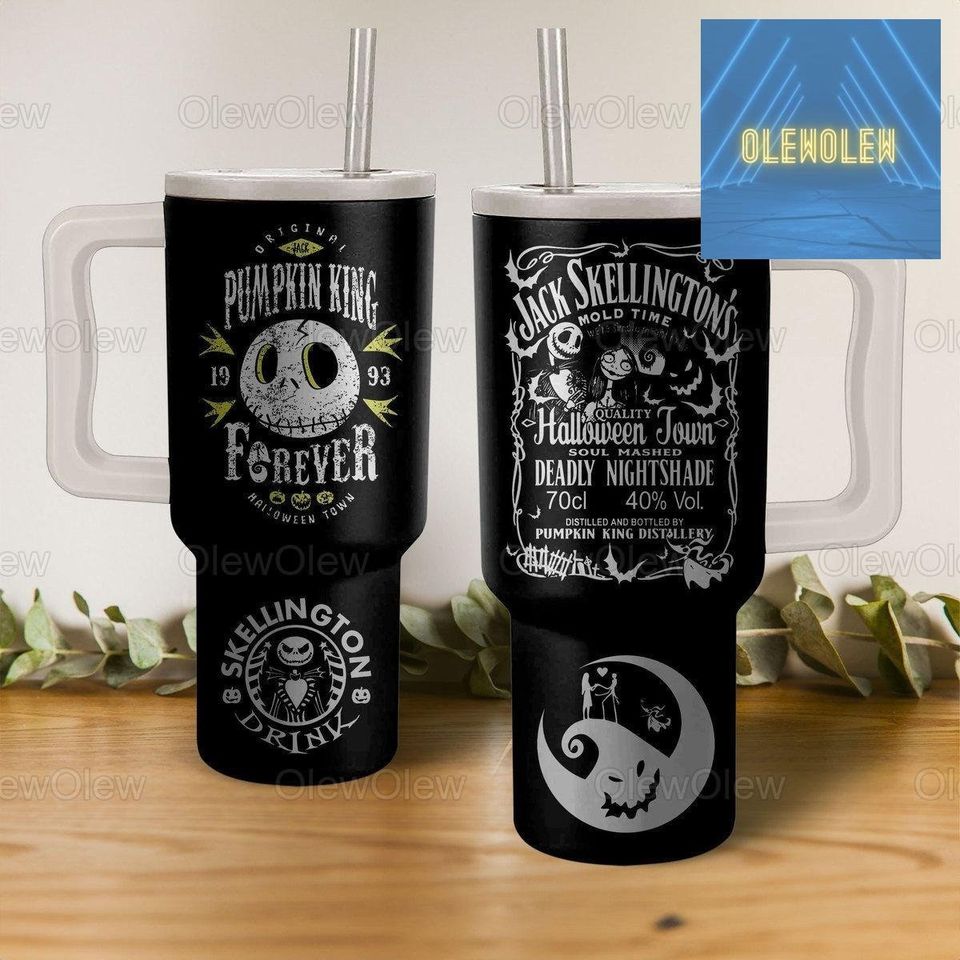 Jack Skellington Movies Custom Stanley Quencher 40Oz Stainless Steel Tumbler