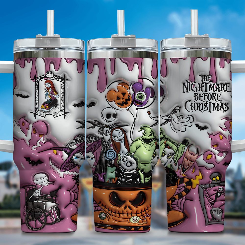 Jack Skellington Movies Custom Stanley Quencher 40Oz Stainless Steel Tumbler With Handle