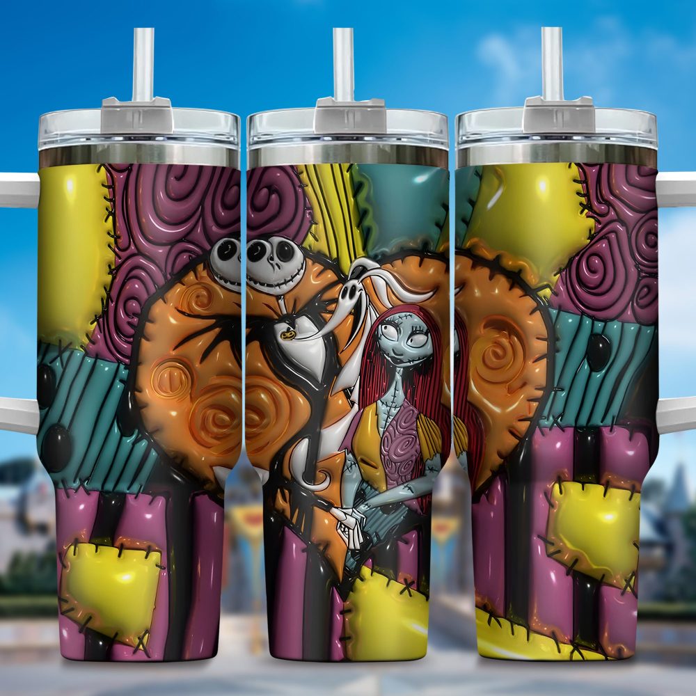 Jack Skellington Movies Custom Stanley Quencher 40Oz Stainless Steel Tumbler With Handle