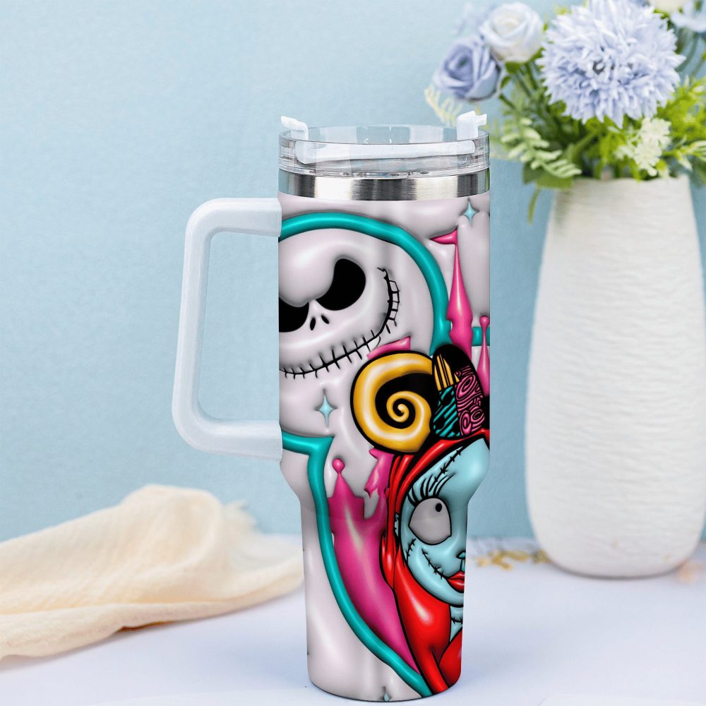 Jack Skellington Movies Custom Stanley Quencher 40Oz Stainless Steel Tumbler With Handle - Image 4