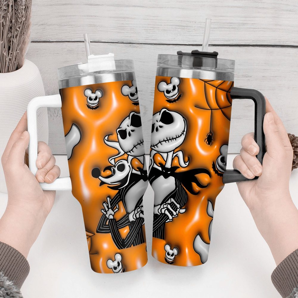 Jack Skellington Movies Custom Stanley Quencher 40Oz Stainless Steel Tumbler With Handle - Image 4