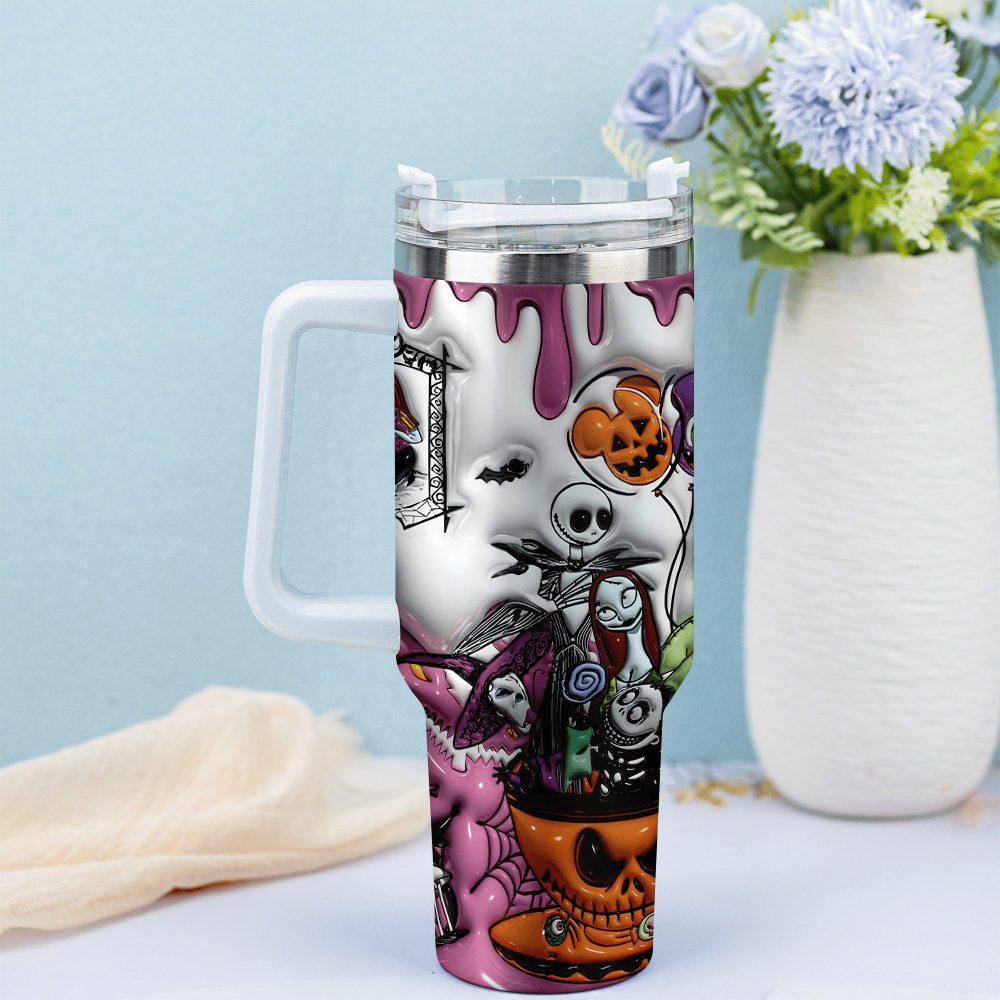 Jack Skellington Movies Custom Stanley Quencher 40Oz Stainless Steel Tumbler With Handle - Image 2
