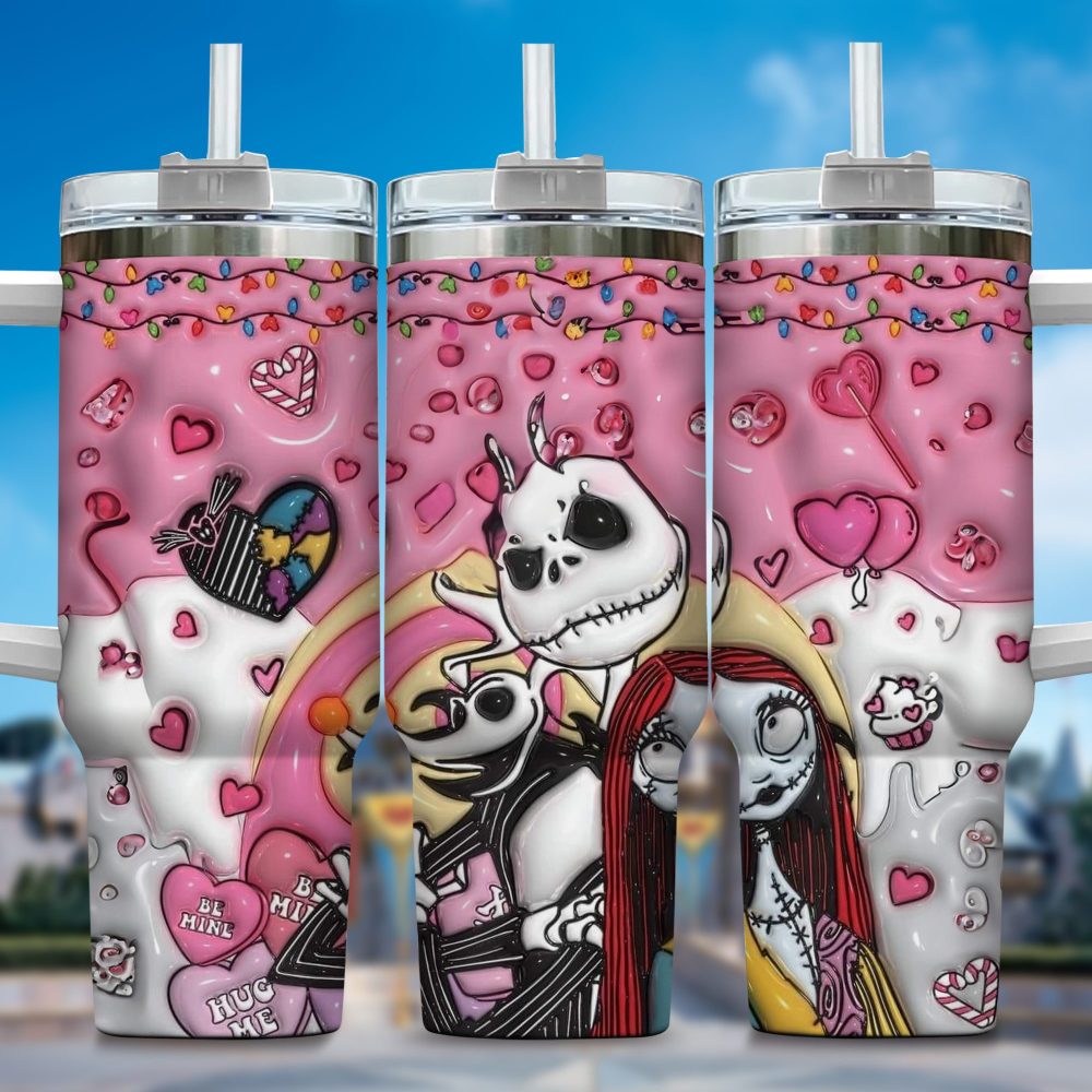 Jack Skellington Movies Custom Stanley Quencher 40Oz Stainless Steel Tumbler With Handle