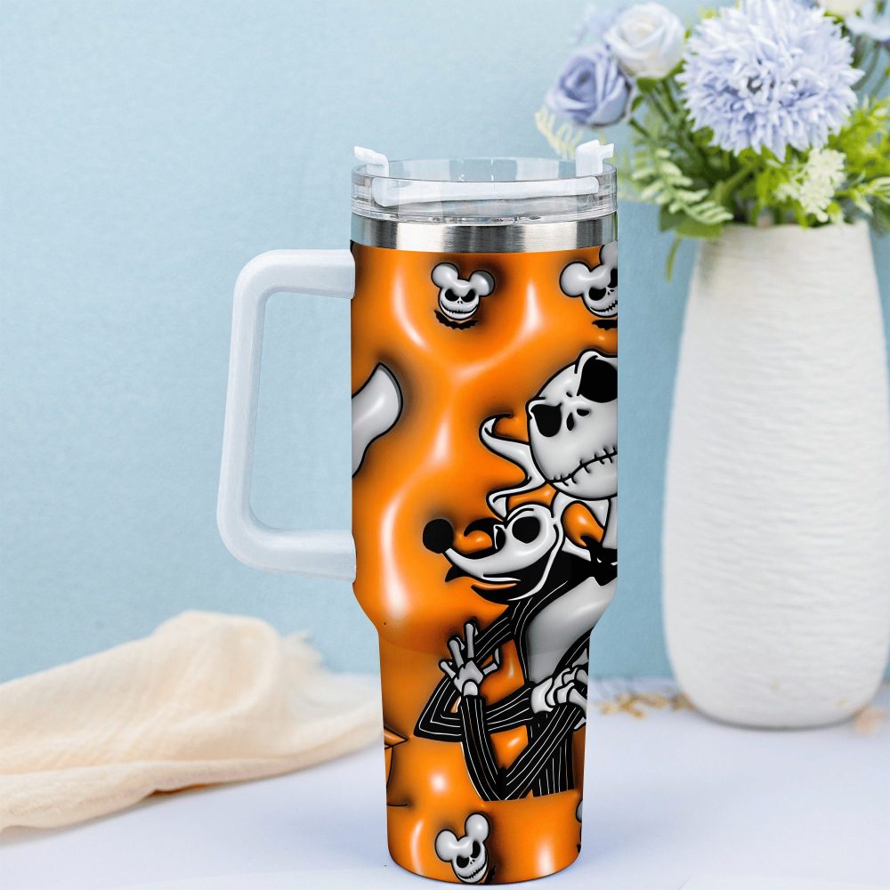 Jack Skellington Movies Custom Stanley Quencher 40Oz Stainless Steel Tumbler With Handle - Image 3