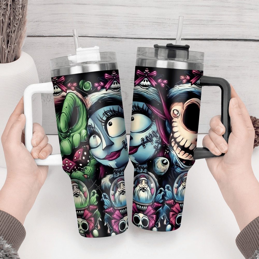 Jack Skellington Movies Custom Stanley Quencher 40Oz Stainless Steel Tumbler With Handle - Image 3