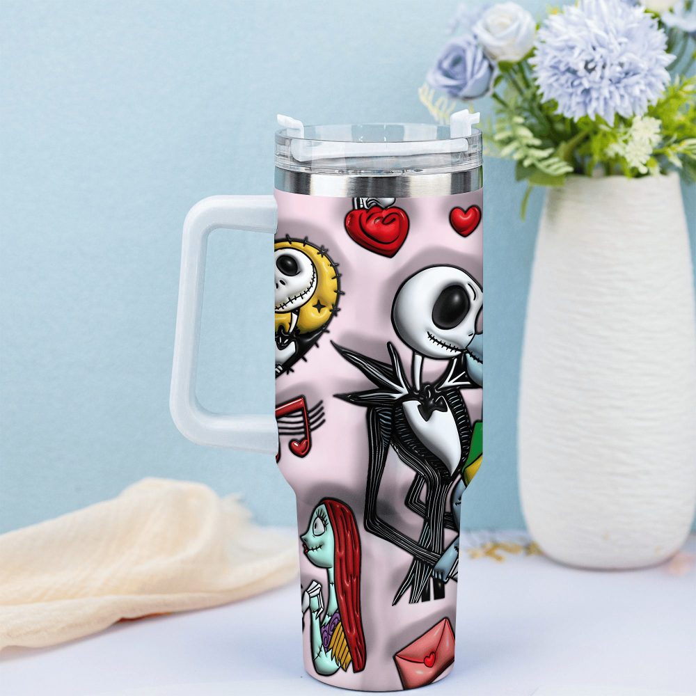Jack Skellington Movies Custom Stanley Quencher 40Oz Stainless Steel Tumbler With Handle - Image 4