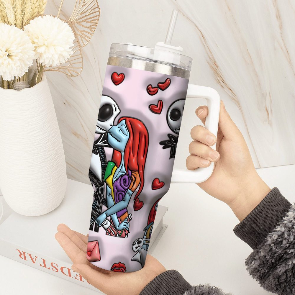 Jack Skellington Movies Custom Stanley Quencher 40Oz Stainless Steel Tumbler With Handle - Image 2