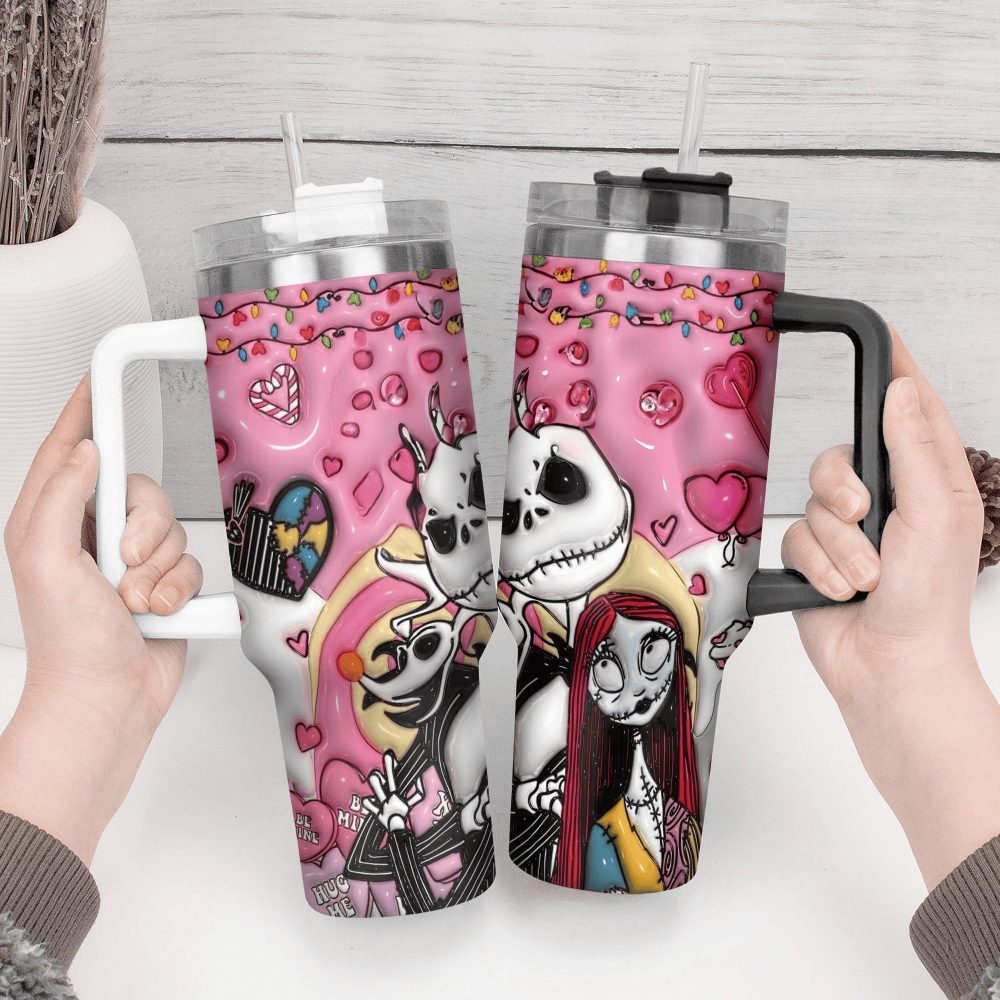 Jack Skellington Movies Custom Stanley Quencher 40Oz Stainless Steel Tumbler With Handle - Image 4