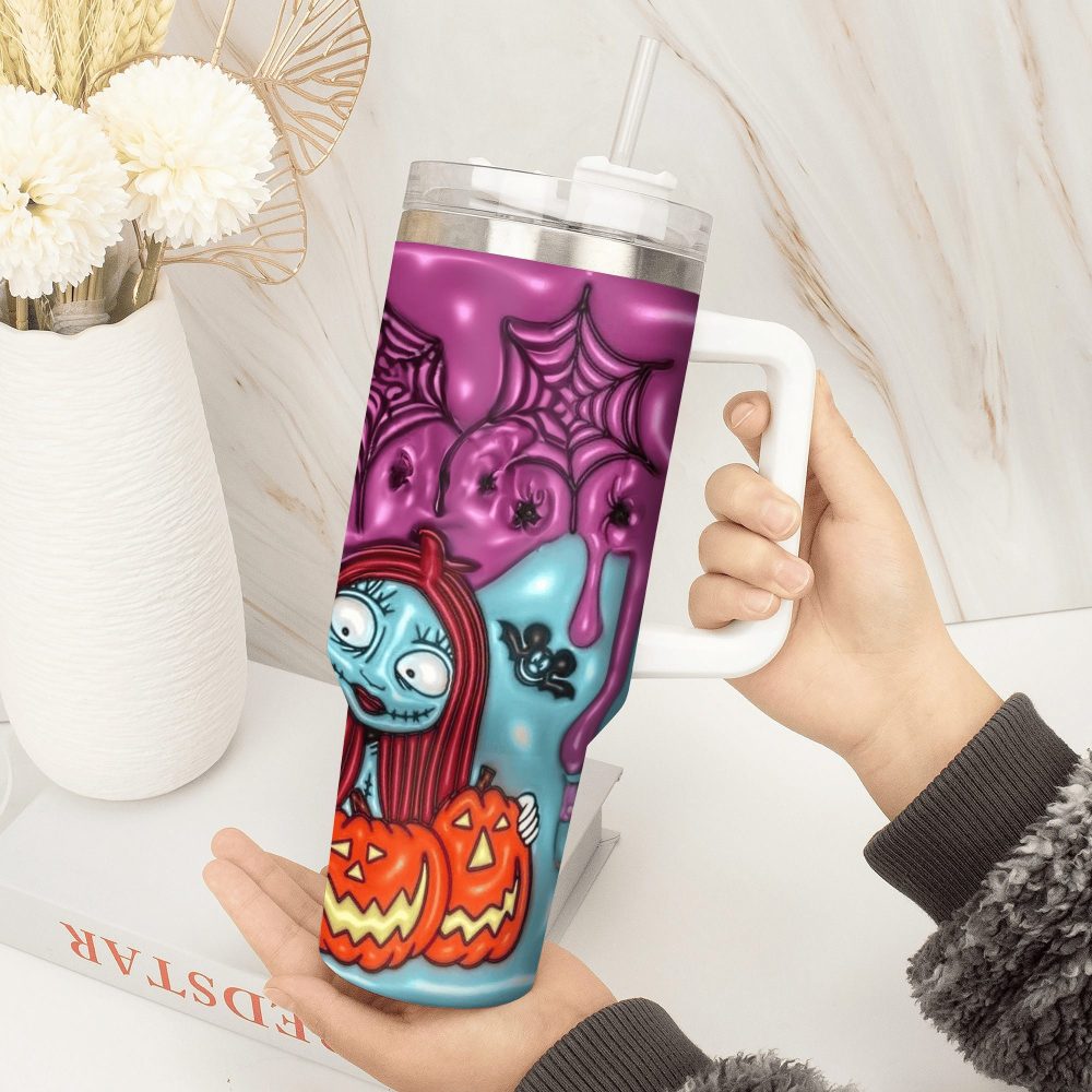 Jack Skellington Movies Custom Stanley Quencher 40Oz Stainless Steel Tumbler With Handle - Image 4