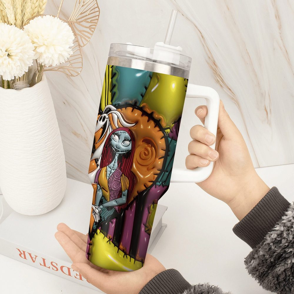 Jack Skellington Movies Custom Stanley Quencher 40Oz Stainless Steel Tumbler With Handle - Image 2