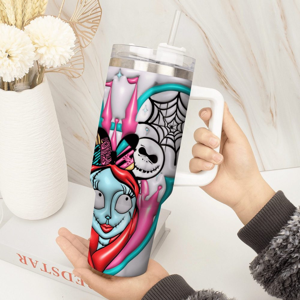 Jack Skellington Movies Custom Stanley Quencher 40Oz Stainless Steel Tumbler With Handle - Image 3