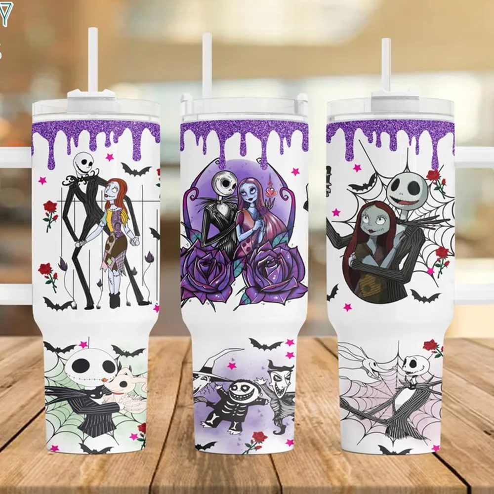Jack Skellington Movies Custom Stanley Quencher 40Oz Stainless Steel Tumbler With Handle