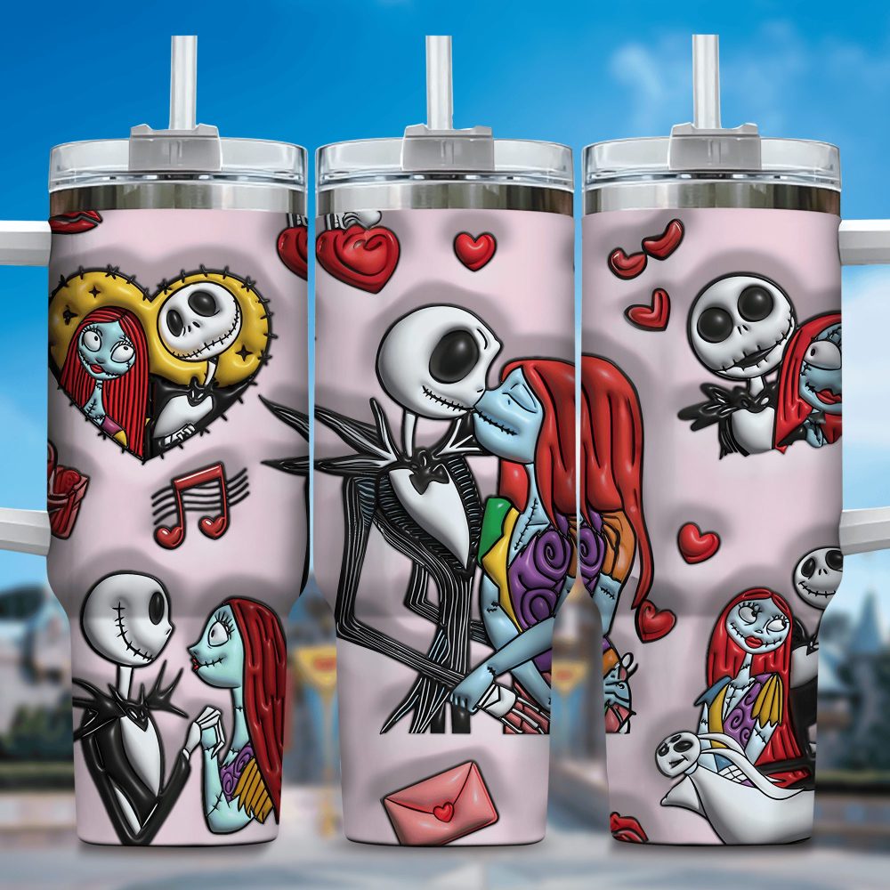 Jack Skellington Movies Custom Stanley Quencher 40Oz Stainless Steel Tumbler With Handle