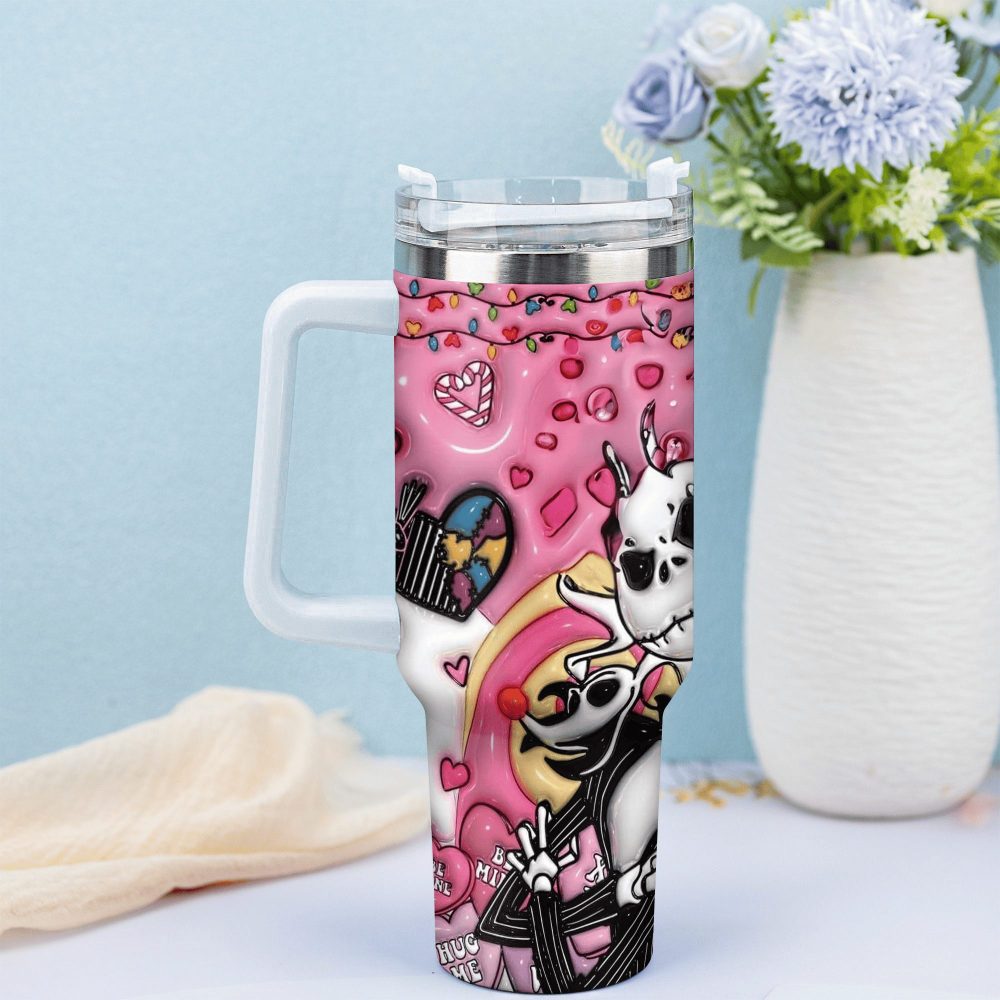 Jack Skellington Movies Custom Stanley Quencher 40Oz Stainless Steel Tumbler With Handle - Image 3