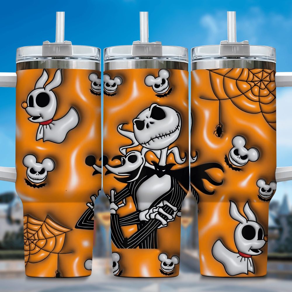 Jack Skellington Movies Custom Stanley Quencher 40Oz Stainless Steel Tumbler With Handle