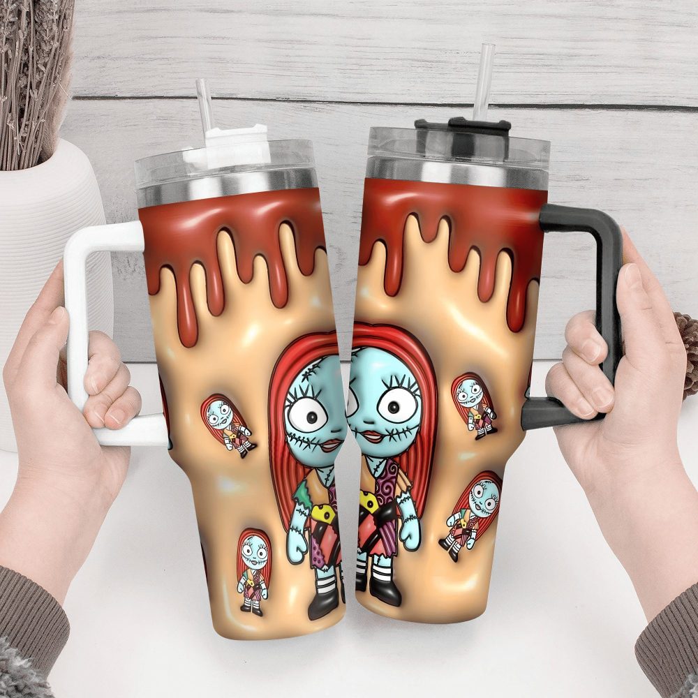 Jack Skellington Movies Custom Stanley Quencher 40Oz Stainless Steel Tumbler With Handle - Image 2