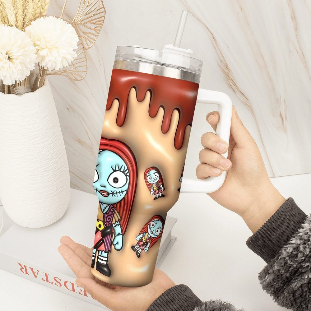 Jack Skellington Movies Custom Stanley Quencher 40Oz Stainless Steel Tumbler With Handle - Image 3