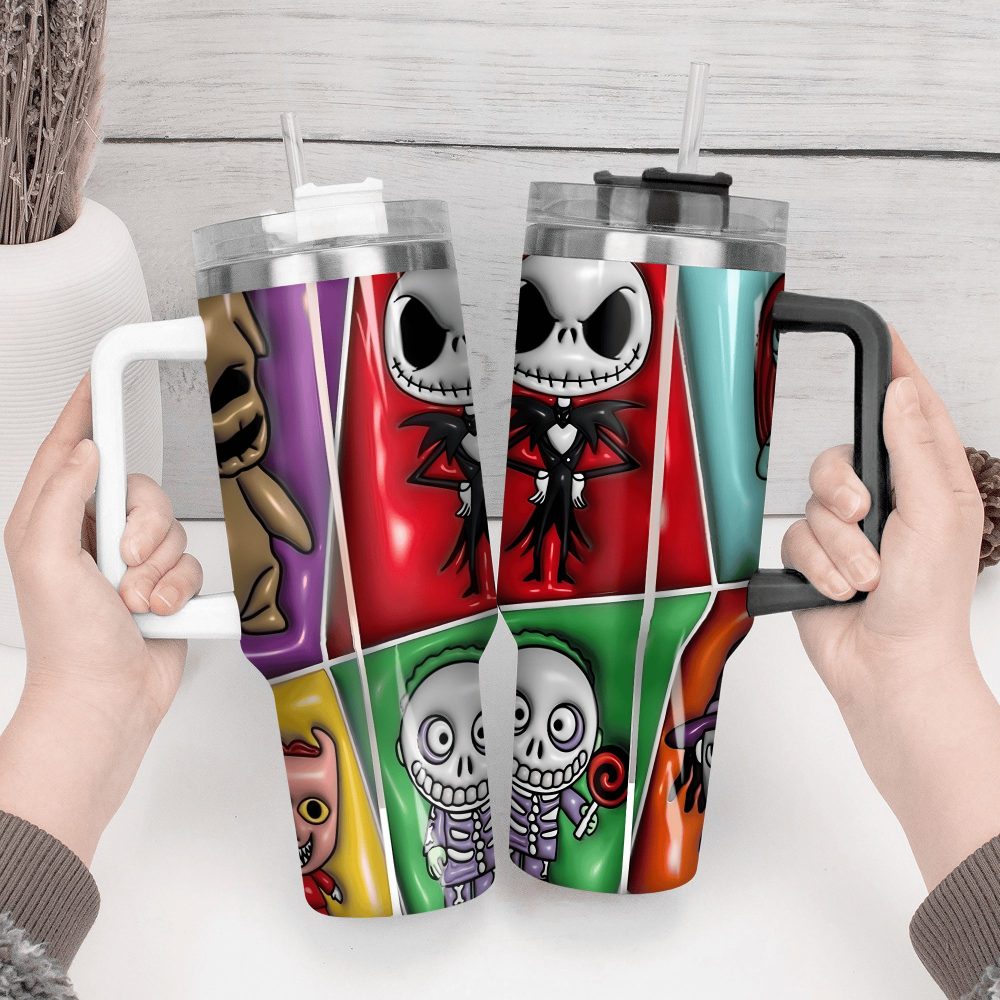 Jack Skellington Movies Custom Stanley Quencher 40Oz Stainless Steel Tumbler With Handle - Image 4