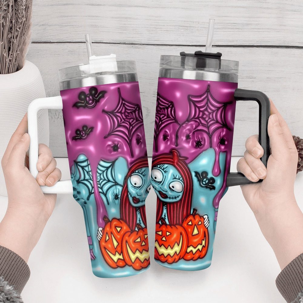 Jack Skellington Movies Custom Stanley Quencher 40Oz Stainless Steel Tumbler With Handle - Image 3