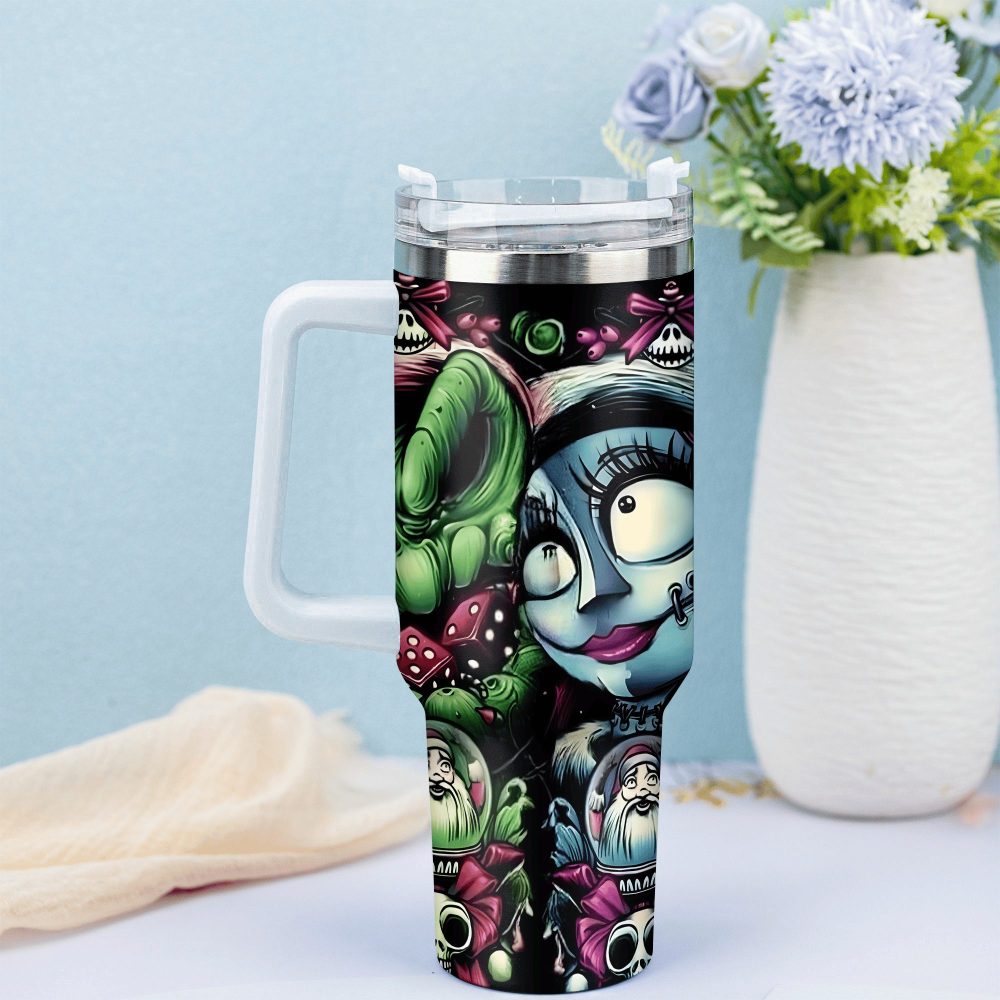 Jack Skellington Movies Custom Stanley Quencher 40Oz Stainless Steel Tumbler With Handle - Image 2