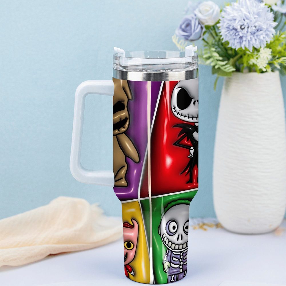Jack Skellington Movies Custom Stanley Quencher 40Oz Stainless Steel Tumbler With Handle - Image 3