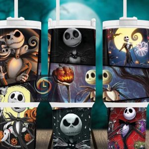 Jack Skellington The Nightmare Before Christmas Cartoon Custom Stanley Quencher 40Oz Stainless Steel Tumbler With Handle