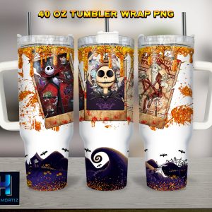 Jack Skellington The Nightmare Before Christmas Cartoon Custom Stanley Quencher 40Oz Stainless Steel Tumbler With Handle