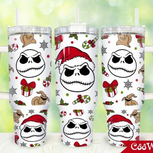 Jack Skellington The Nightmare Before Christmas Cartoon Custom Stanley Quencher 40Oz Stainless Steel Tumbler With Handle