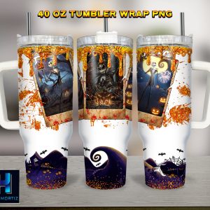 Jack Skellington The Nightmare Before Christmas Cartoon Custom Stanley Quencher 40Oz Stainless Steel Tumbler With Handle