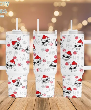 Jack Skellington The Nightmare Before Christmas Cartoon Custom Stanley Quencher 40Oz Stainless Steel Tumbler With Handle