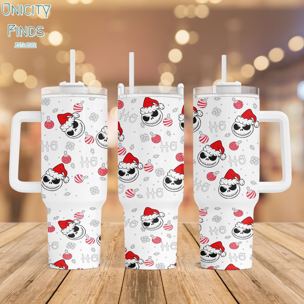 Jack Skellington The Nightmare Before Christmas Cartoon Custom Stanley Quencher 40Oz Stainless Steel Tumbler With Handle