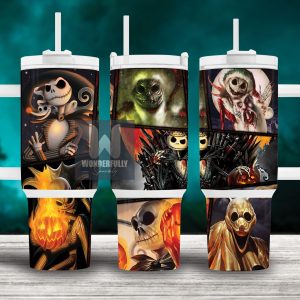 Jack Skellington The Nightmare Before Christmas Cartoon Custom Stanley Quencher 40Oz Stainless Steel Tumbler With Handle