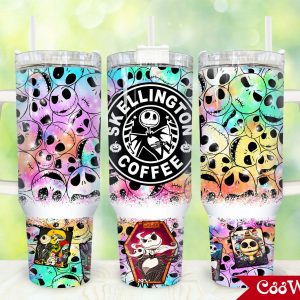 Jack Skellington The Nightmare Before Christmas Cartoon Custom Stanley Quencher 40Oz Stainless Steel Tumbler With Handle