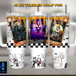 Jack Skellington The Nightmare Before Christmas Cartoon Custom Stanley Quencher 40Oz Stainless Steel Tumbler With Handle