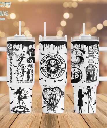 Jack Skellington The Nightmare Before Christmas Cartoon Custom Stanley Quencher 40Oz Stainless Steel Tumbler With Handle
