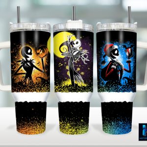 Jack Skellington The Nightmare Before Christmas Cartoon Custom Stanley Quencher 40Oz Stainless Steel Tumbler With Handle