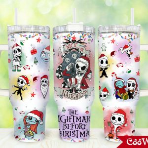 Jack Skellington The Nightmare Before Christmas Cartoon Custom Stanley Quencher 40Oz Stainless Steel Tumbler With Handle