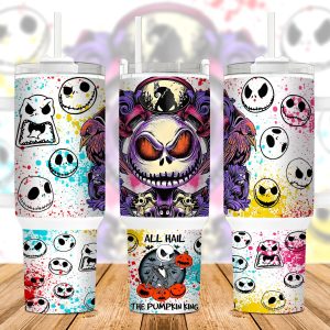 Jack Skellington The Nightmare Before Christmas Cartoon Custom Stanley Quencher 40Oz Stainless Steel Tumbler With Handle
