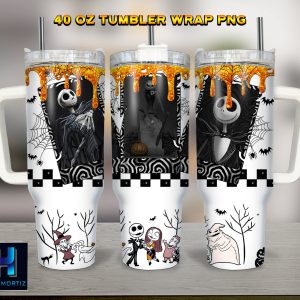 Jack Skellington The Nightmare Before Christmas Cartoon Custom Stanley Quencher 40Oz Stainless Steel Tumbler With Handle