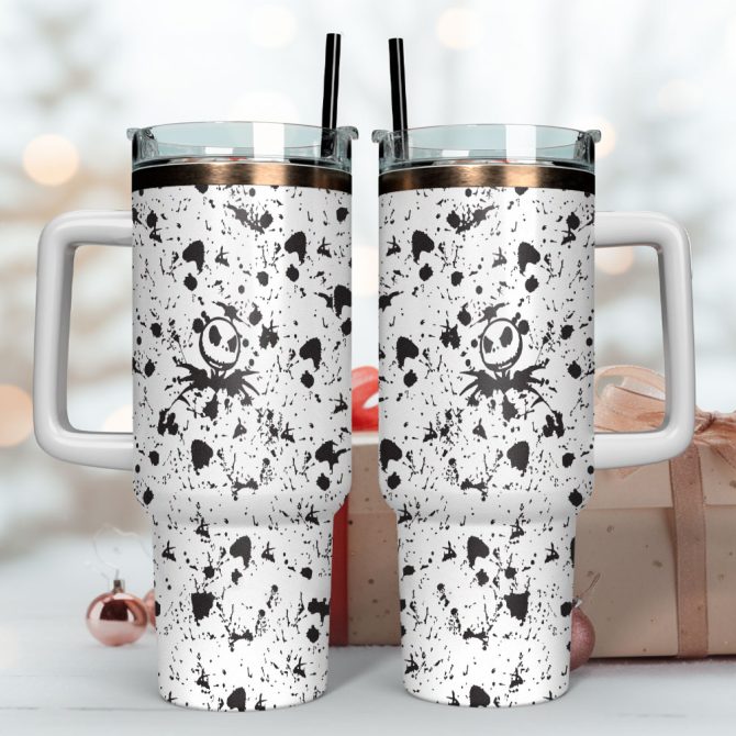 Jack Skellington The Nightmare Before Christmas Movies Custom Stanley Quencher 40Oz Stainless Steel Tumbler With Handle - Image 4