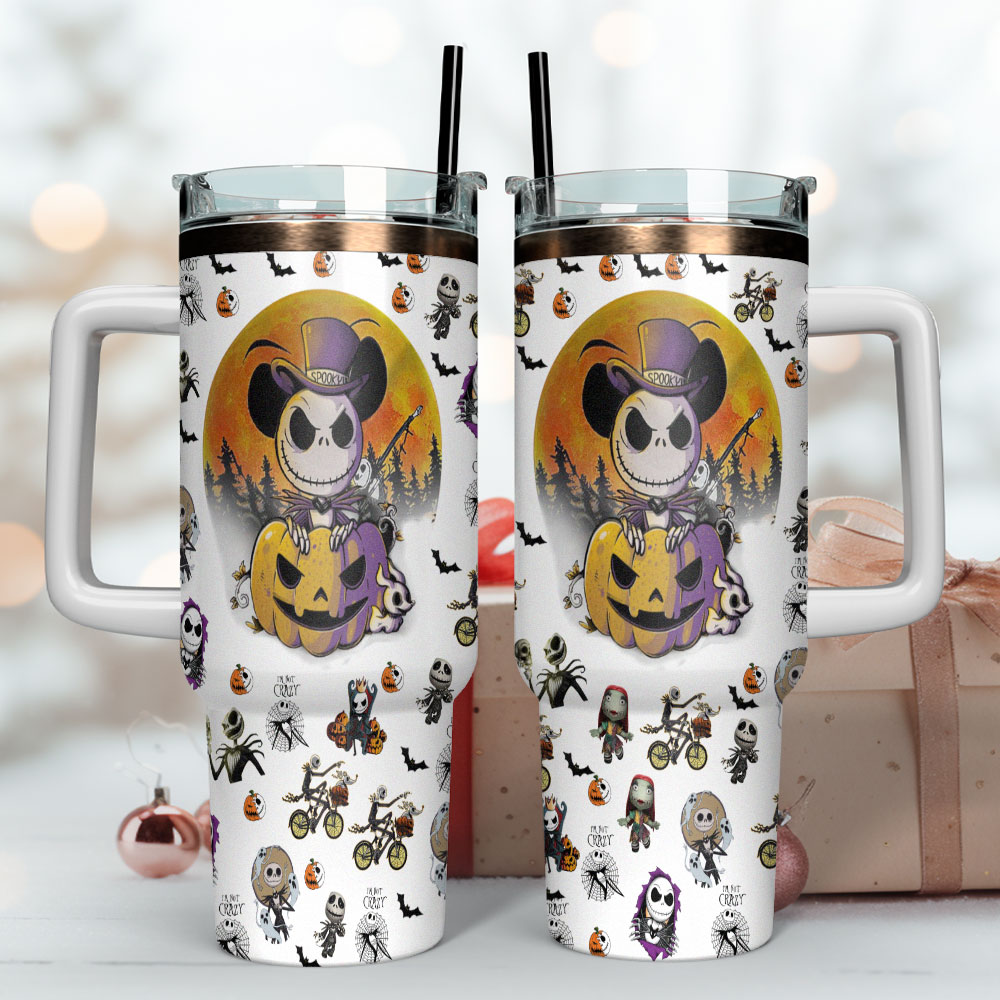 Jack Skellington The Nightmare Before Christmas Movies Custom Stanley Quencher 40Oz Stainless Steel Tumbler With Handle - Image 4