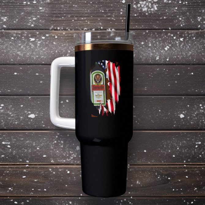 Jagermeister Wine Custom Stanley Quencher 40Oz Stainless Steel Tumbler With Handle - Image 2