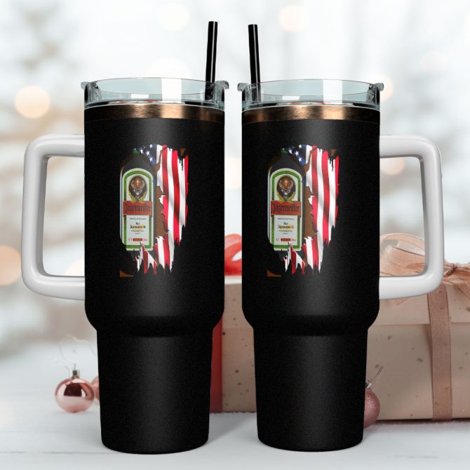 Jagermeister Wine Custom Stanley Quencher 40Oz Stainless Steel Tumbler With Handle - Image 4