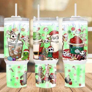 Jask Skellington Coffee Cups The Nightmare Before Christmas Cartoon Custom Stanley Quencher 40Oz Stainless Steel