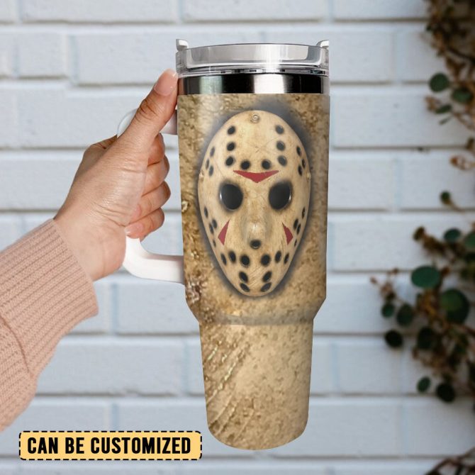 Jason Voorhees Horror Movies Custom Stanley Quencher 40Oz Stainless Steel Tumbler With Handle - Image 3