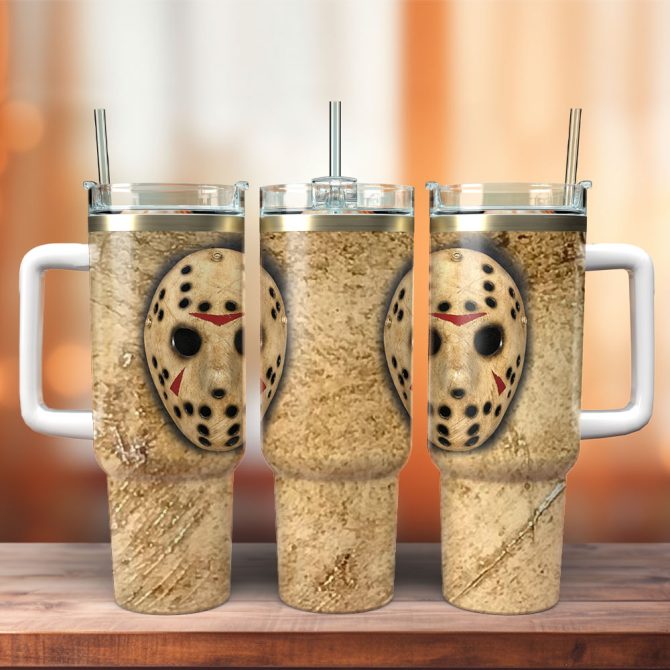 Jason Voorhees Horror Movies Custom Stanley Quencher 40Oz Stainless Steel Tumbler With Handle