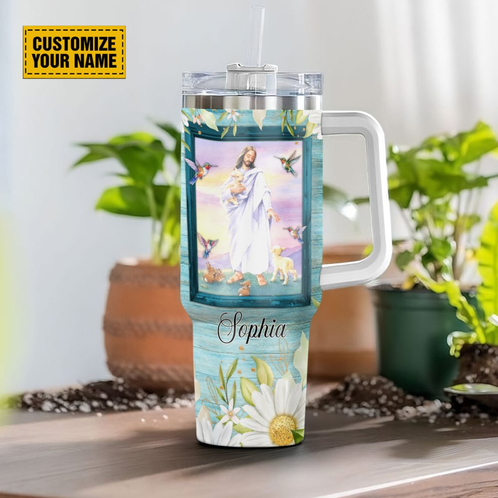 Jesus Hummingbird Custom Stanley Quencher 40Oz Stainless Steel Tumbler With Handle - Image 3