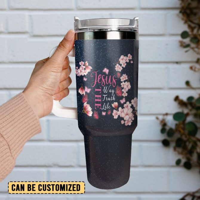 Jesus Way Truth Life Custom Stanley Quencher 40Oz Stainless Steel Tumbler With Handle - Image 3